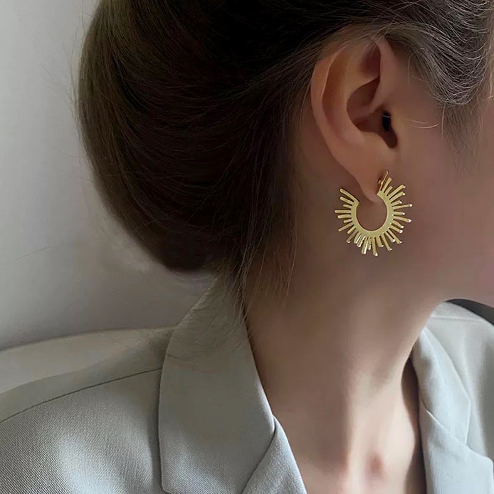 “Solaris” Sun Bohemian Hippie Geometric Indie Festival Minimal Abstract Earrings - Picture 2 of 6